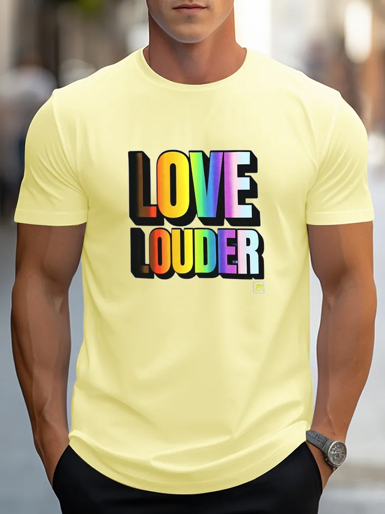 Pure Cotton Round-Neck Short-Sleeved Shirt Love Louder T-Shirt
