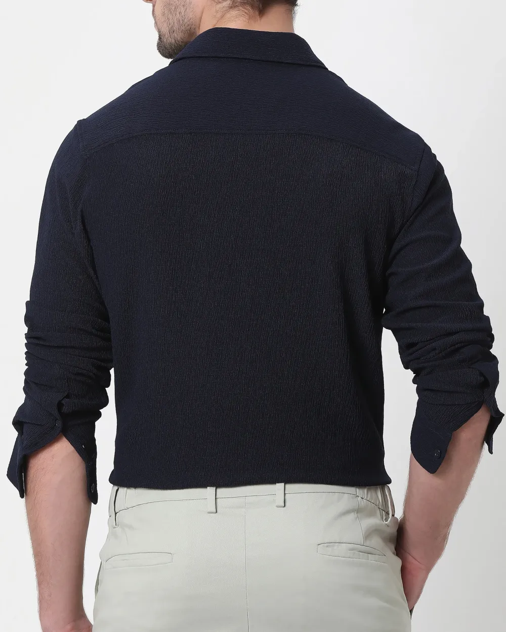 Simple And Comfortable Slim-Fit Breathable Navy Shirt