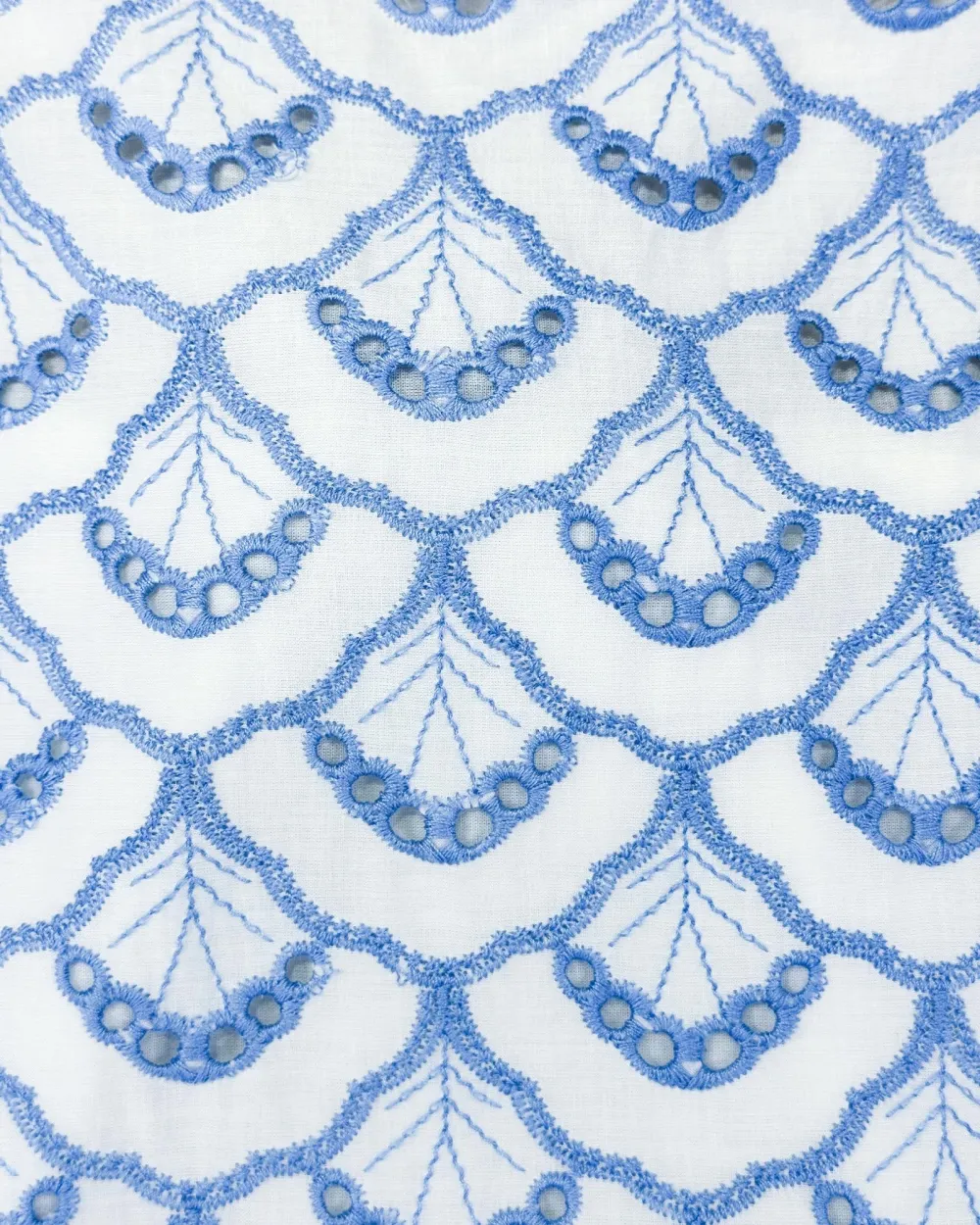 Embroidery Maxi Dress -Blue Lvory