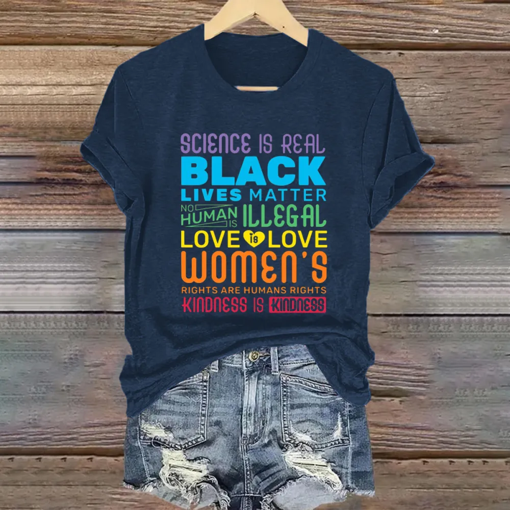 Women'S Science Is Real Black Lives Matter Rainbow LGBT Pride Gay T Shirt