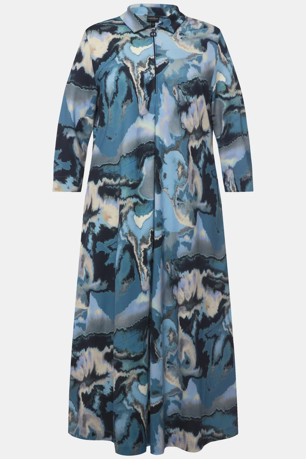 Kleid, Punto di Roma, A-Linie, Hemdkragen, 3/4-Arm