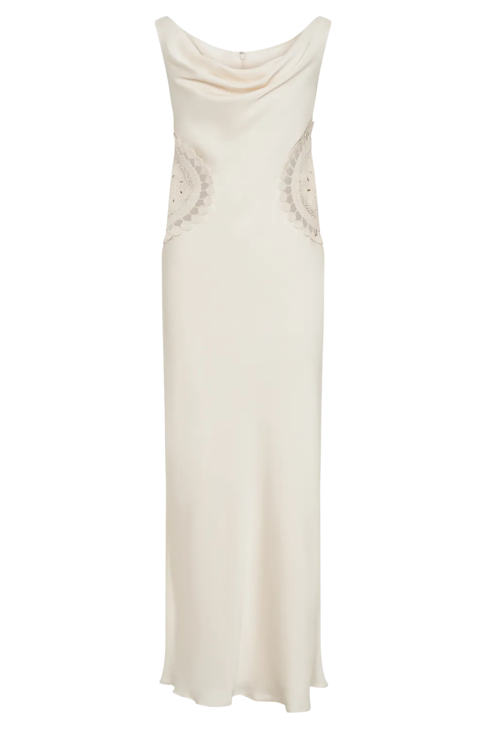 Satin Maxi Dress With Crochet