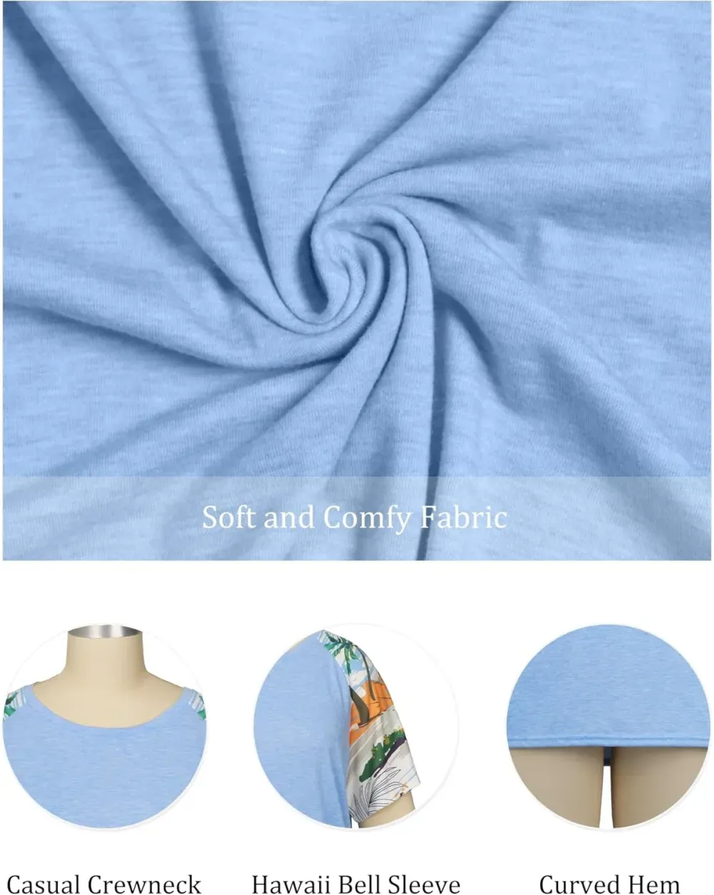 HDLTE Womens Plus Size Tops Floral Bell Sleeves Blouses Summer Crewneck Tunic Loose Casual T Shirts