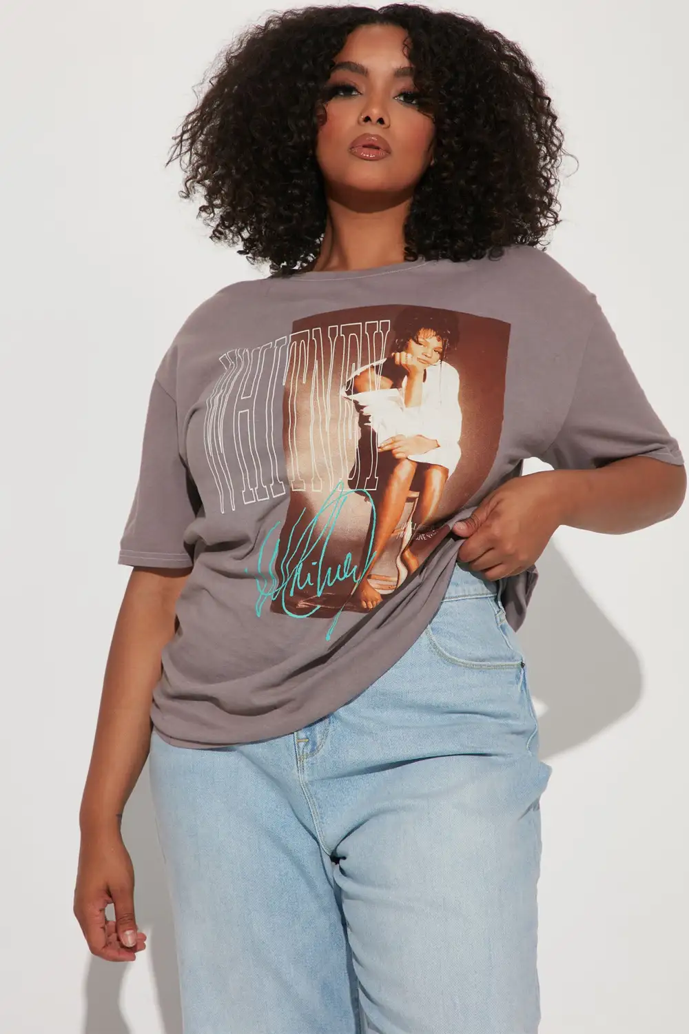 Whitney Houston Washed T-Shirt - Mocha