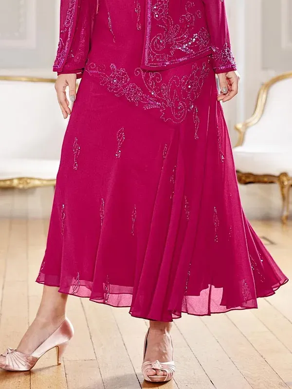 simple sequin chiffon jacket ladies dress