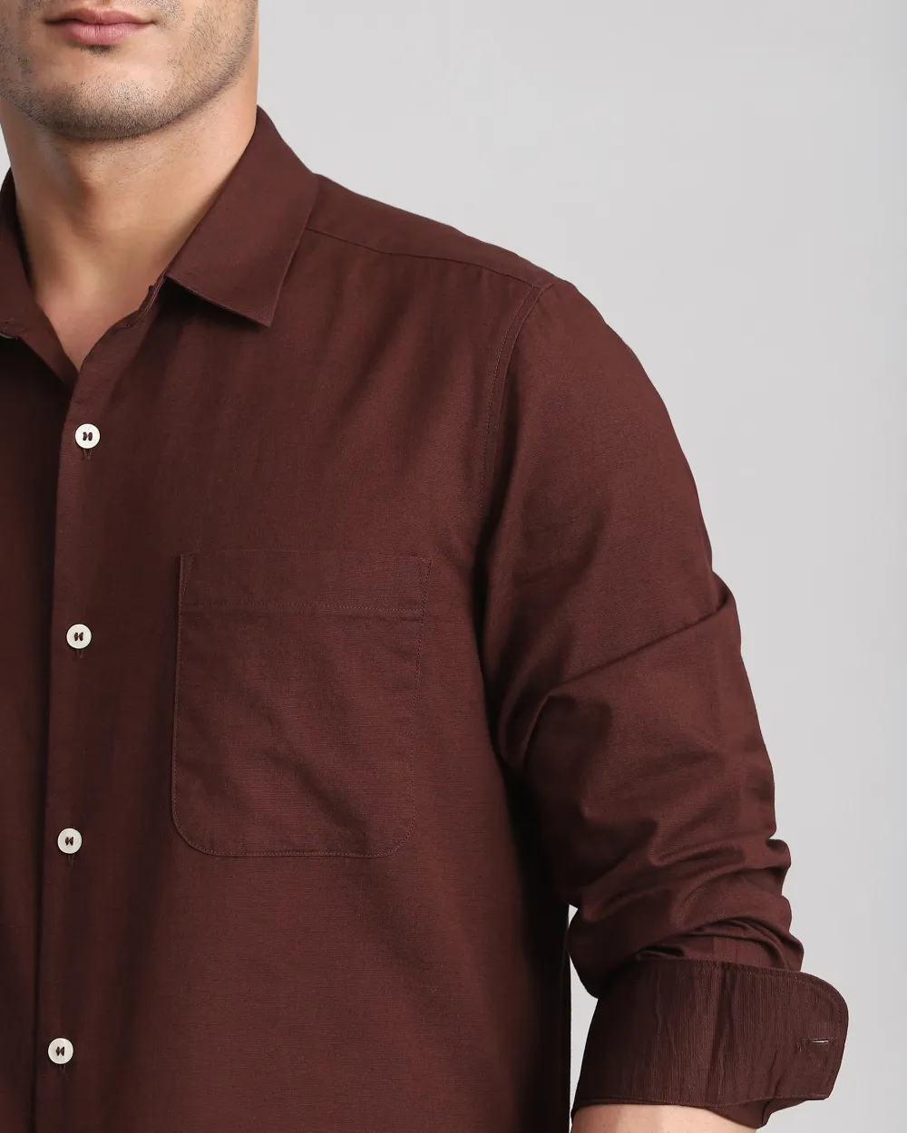 Leisure Simple Daily Slim-Fit Breathable Maroon Shirt