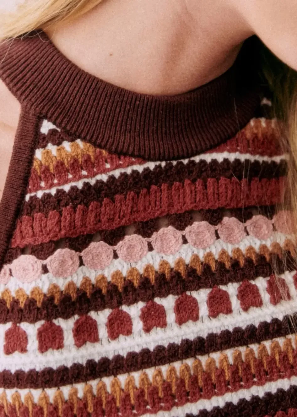 Patterned Halter Knit Top