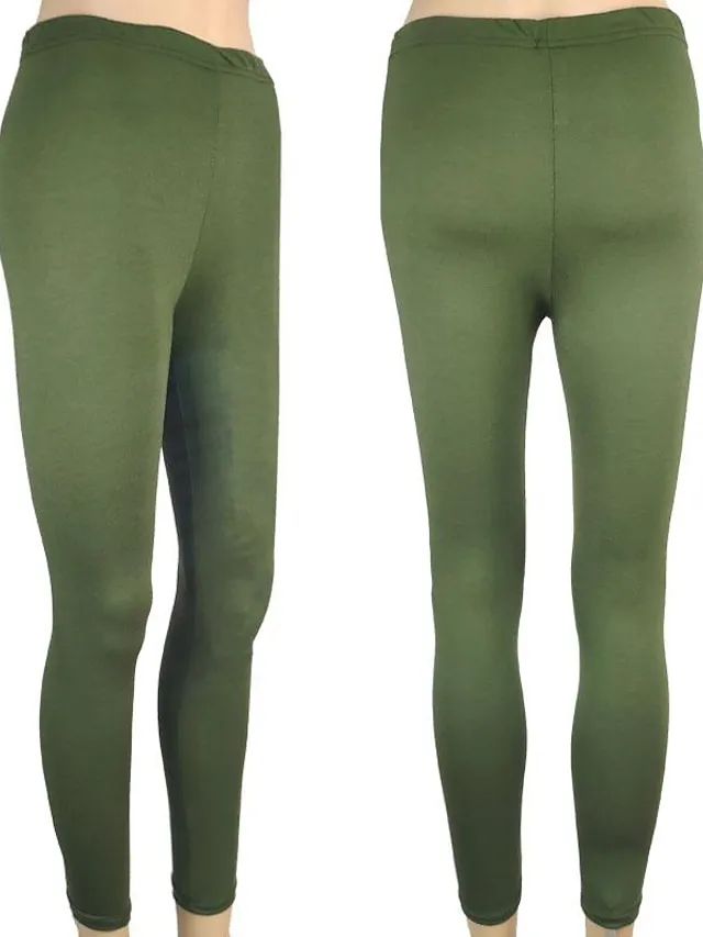 Women's Solid Leggings Lake blue Sapphire Wine Red Mid Waist Fashion Tights Casual Weekend High Elasticity Full Length Tummy Control Plain S M L XL 2XL / Skinny