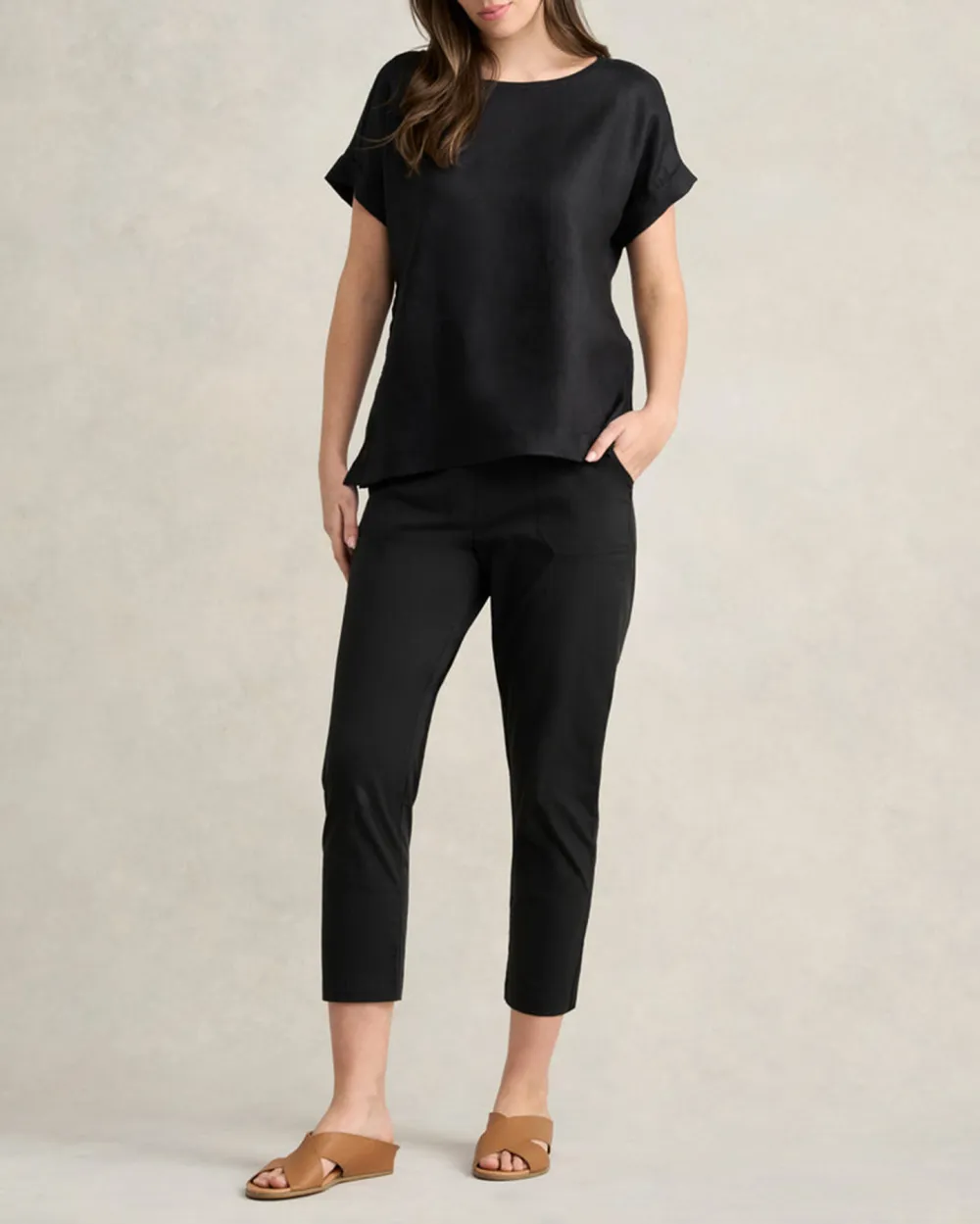 Loose Fit Short Sleeve Linen Top