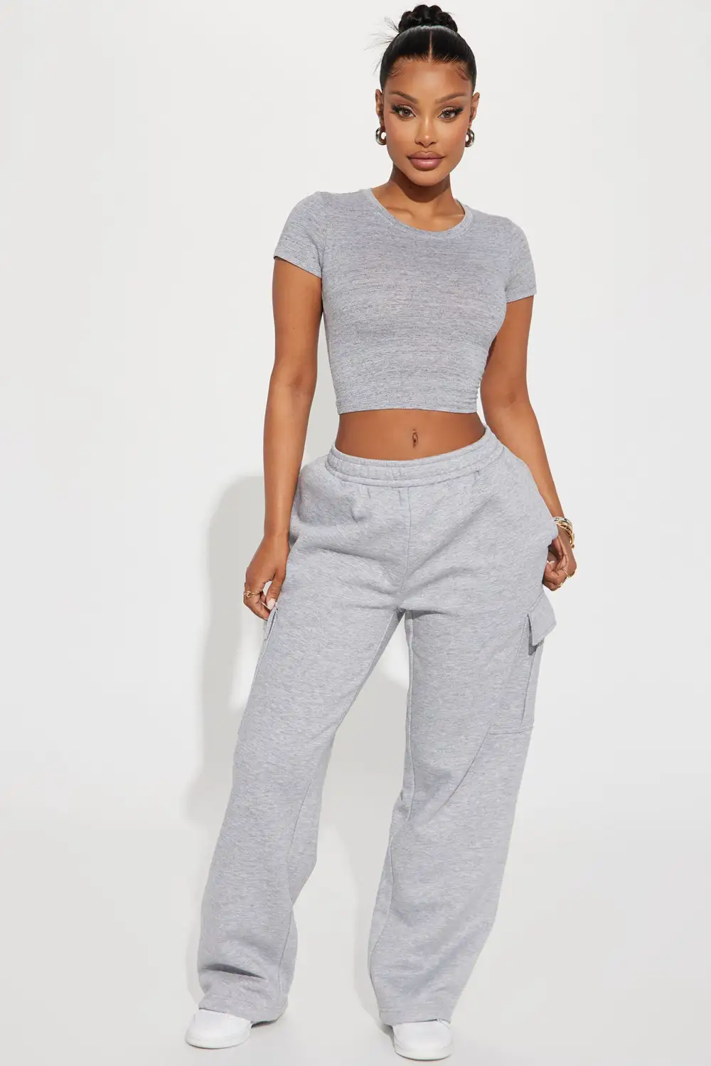 Judia Crew Neck Top - Heather Grey