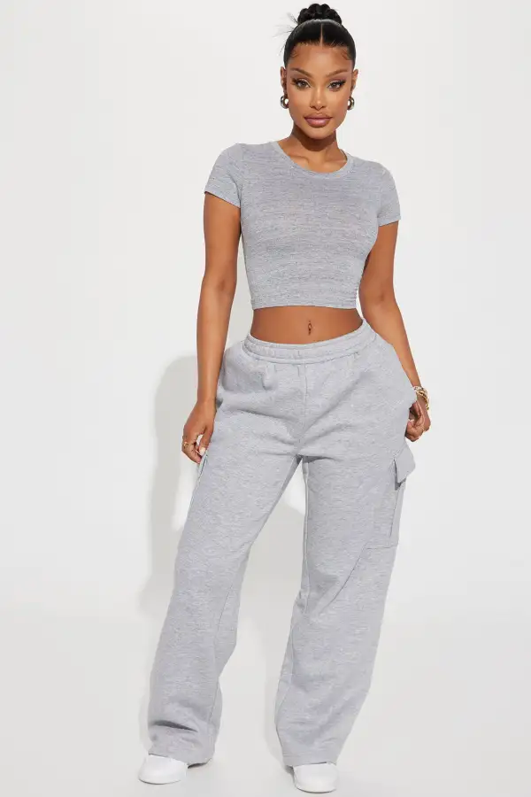 Judia Crew Neck Top - Heather Grey