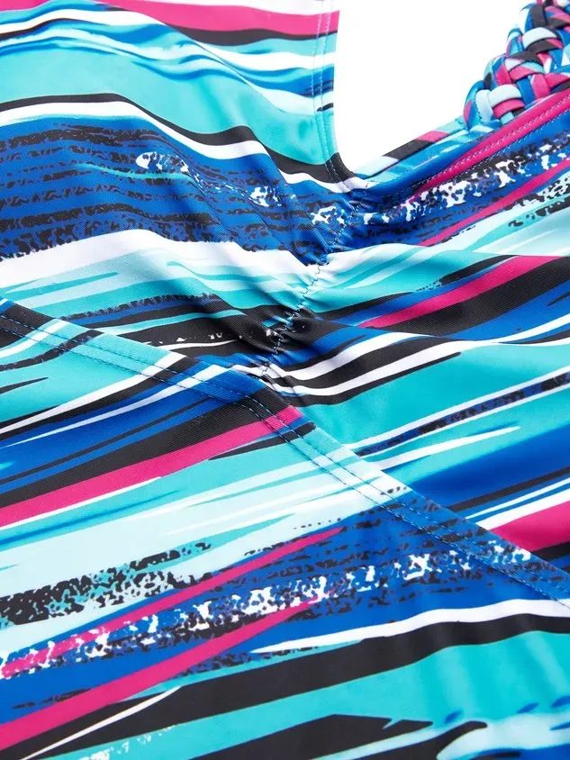 Casual Abstract  Printing Scoop Neck Tankinis Two-Piece Set