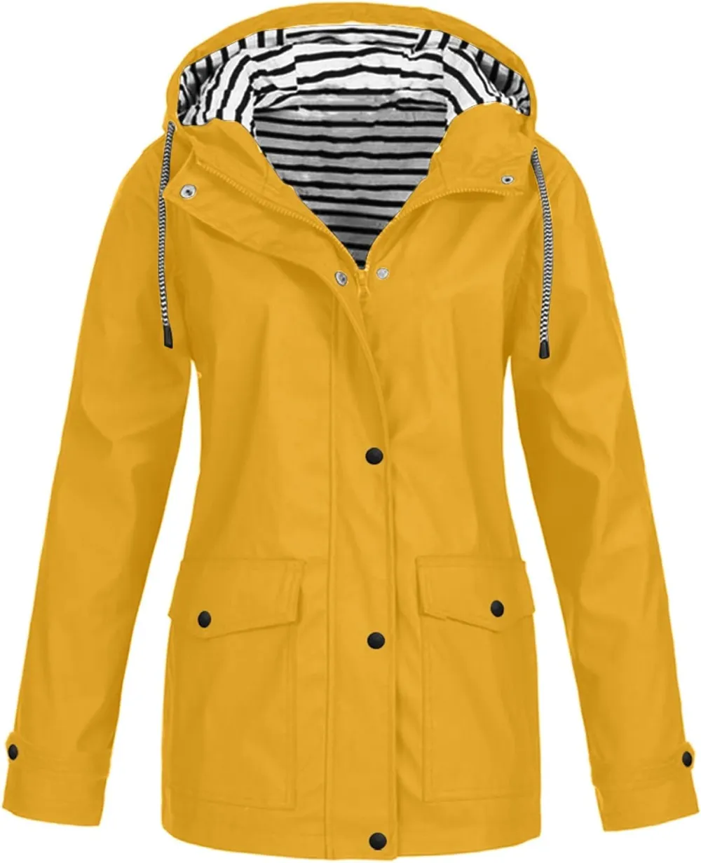 Rain Jackets For Women Waterproof With Hood Lightweight Casual Anorak Travel Hiking Coats with Pockets 720
