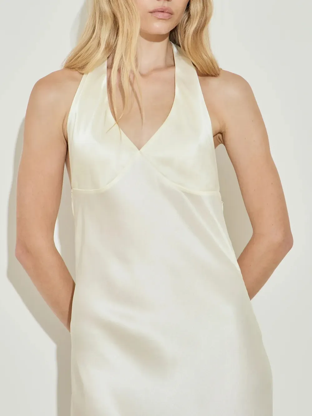 Casual Style V-neck Maxi Dress Cream