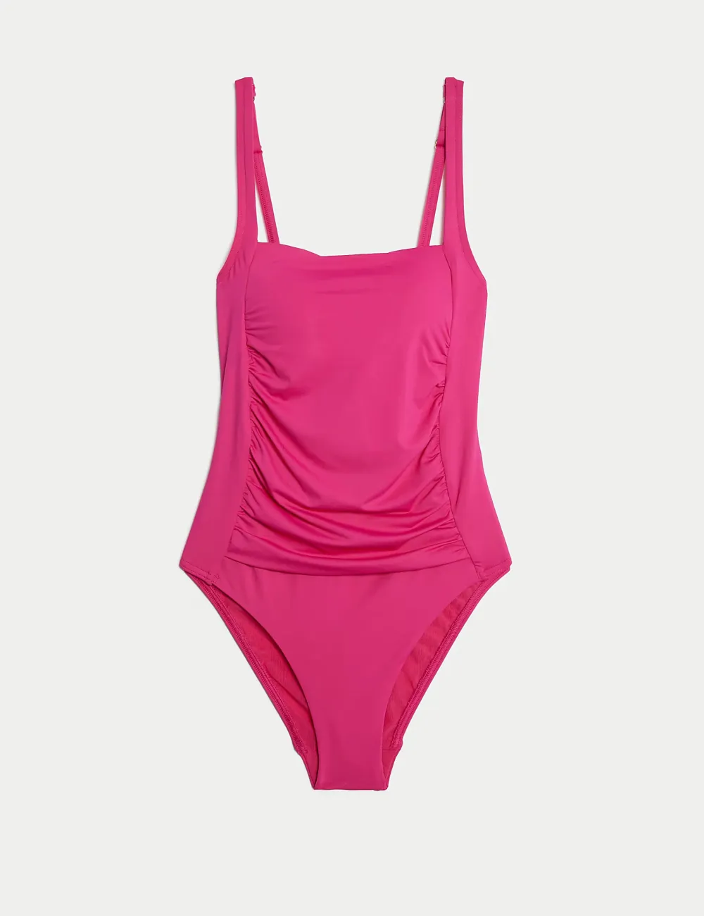 Pink Tummy Control Padded Square Neck Swimsuit