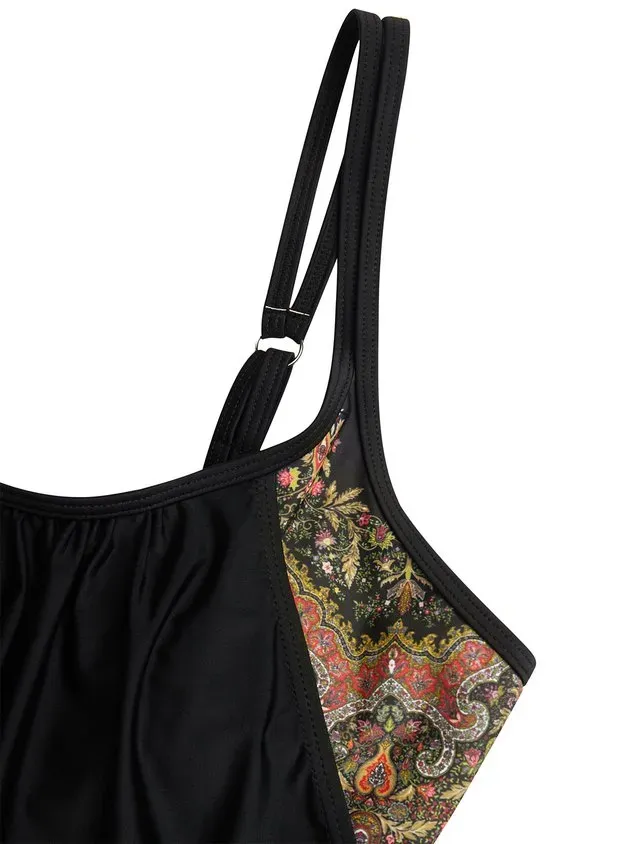 Vacation Ethnic Printing Spaghetti Tankinis Two-Piece Set