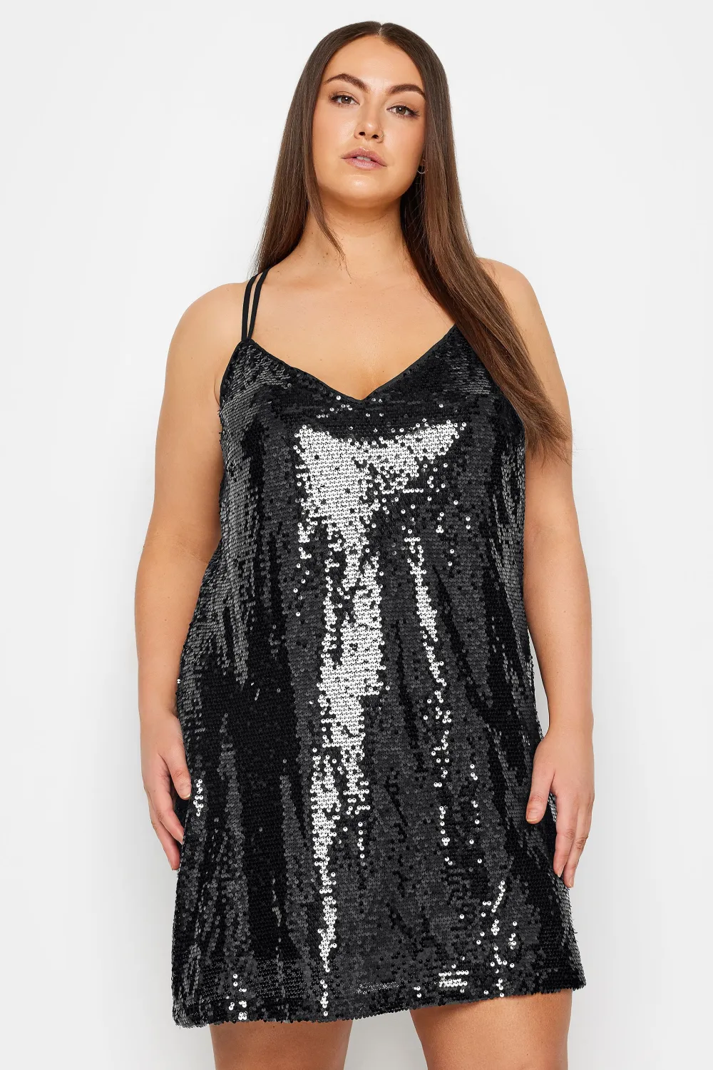 Evans Black Sequin Shift Mini Dress
