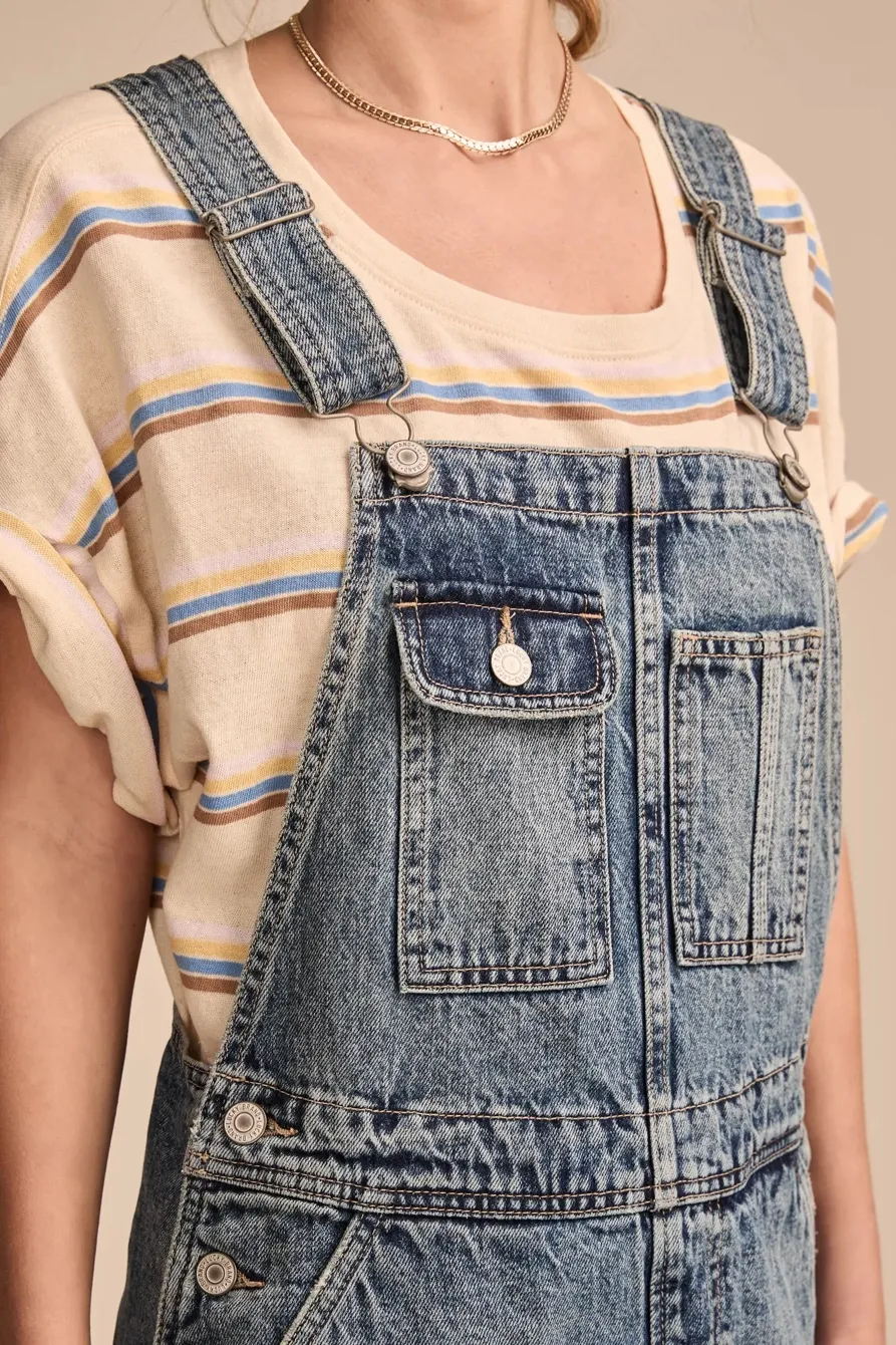 Electrified Wash Denim Overall  Midi Dress