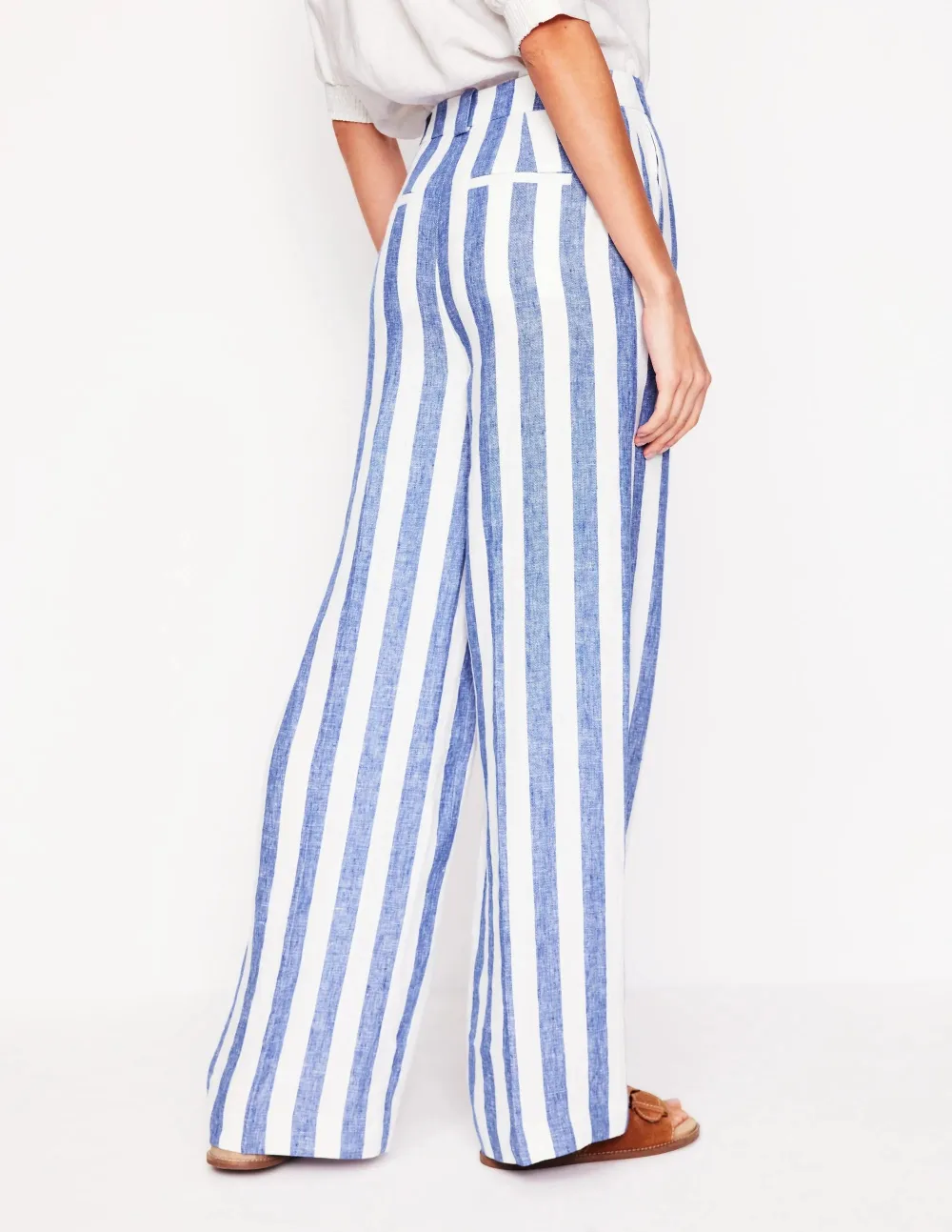Bright Blue Stripe Linen Pants