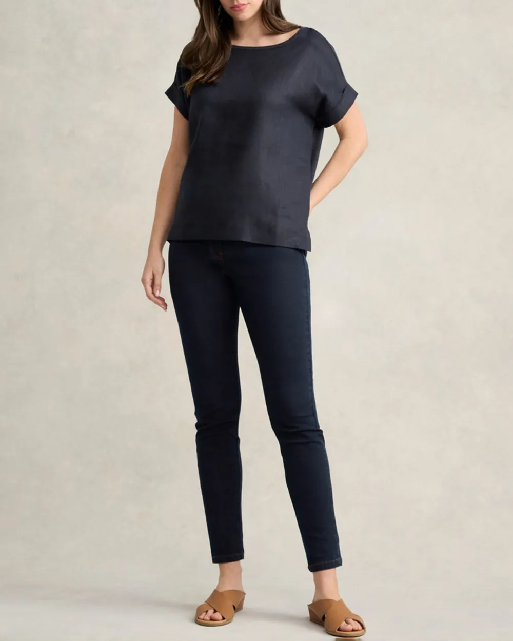 Loose Fit Short Sleeve Linen Top