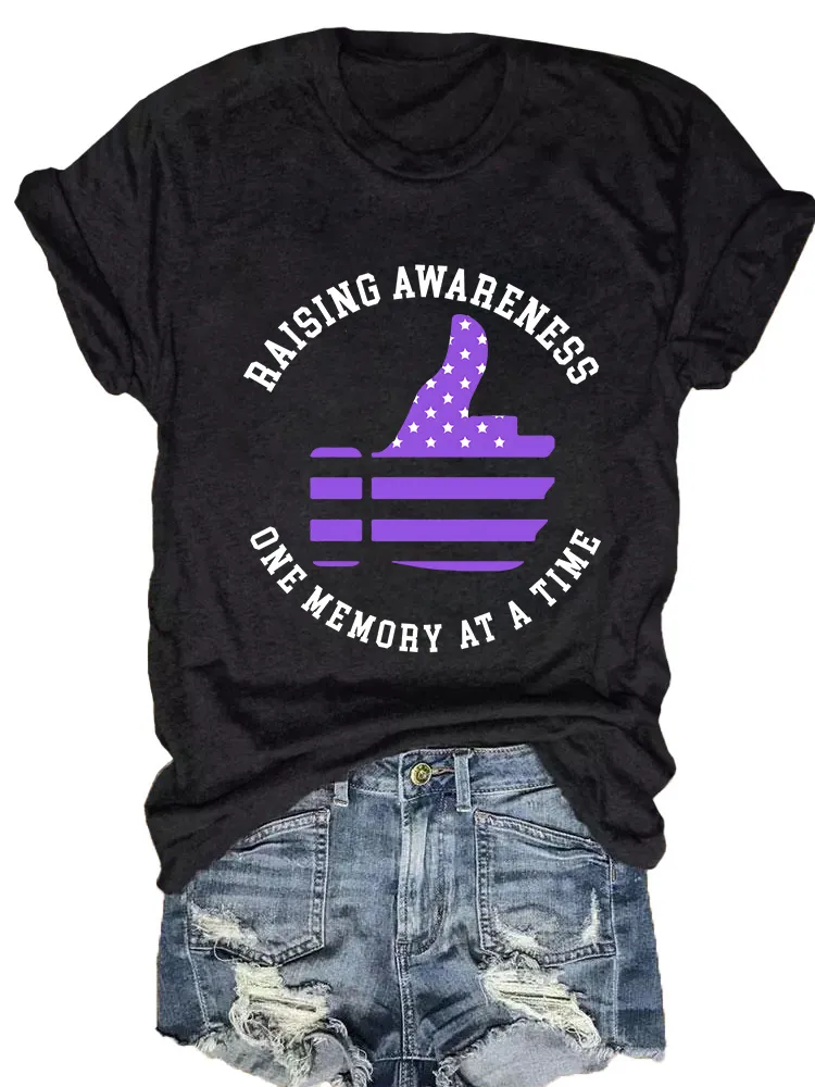 Women'S Raising Awareness One Memory At A Time Round-Neck Short-Sleeved T-Shirt