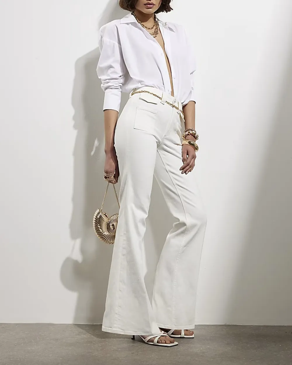 Fashionable Casual High Waist Flared Jeans