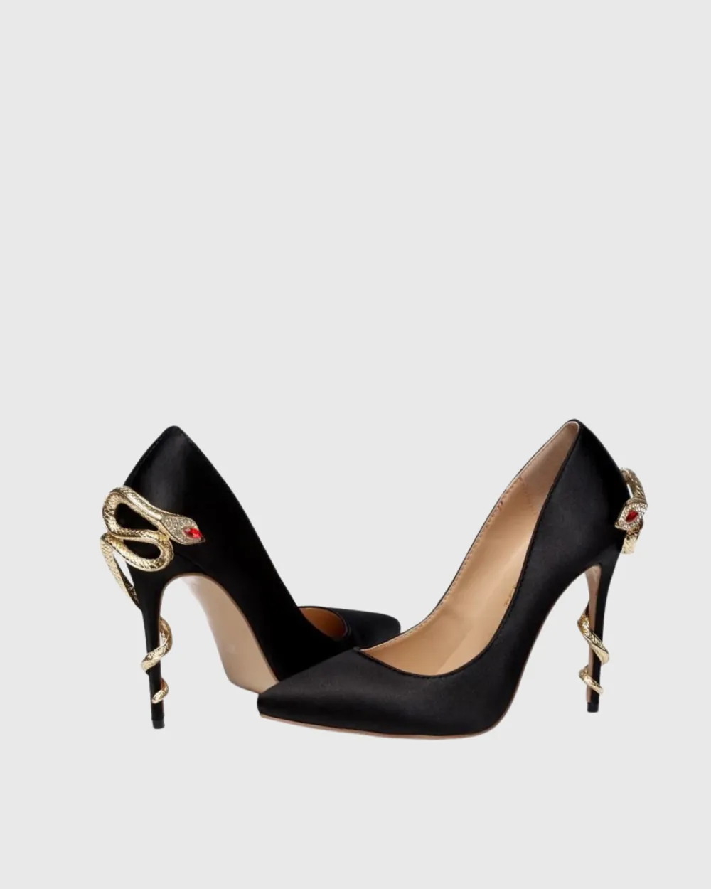 Rhinestone Snake Heels in Black