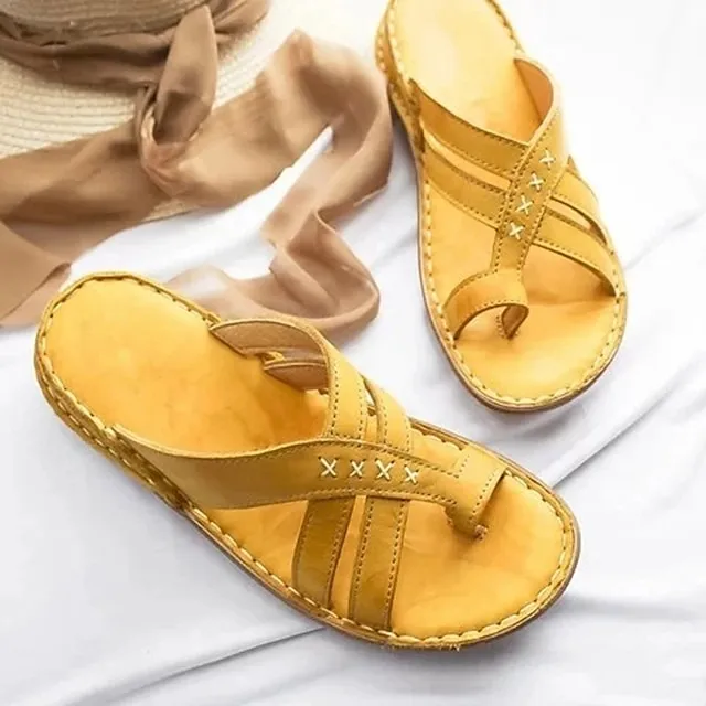 Women's Sandals Wedge Sandals Orthopedic Sandals Gladiator Sandals Roman Sandals Outdoor Daily Walking Wedge Sandals Summer Flat Heel Open Toe Vintage Classic Casual Microfiber PU Loafer Solid Color
