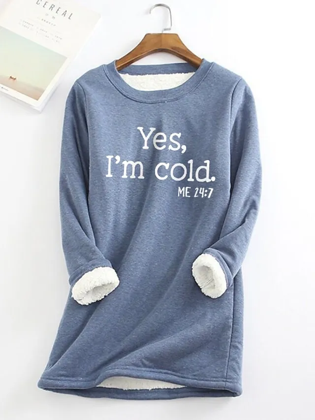 Women's Sweatshirt Pullover Sherpa Fleece Lined Graphic Warm Fuzzy Sherpa Fleece Black Dark Pink Red Street Casual Round Neck Long Sleeve Top Micro-elastic Fall & Winter