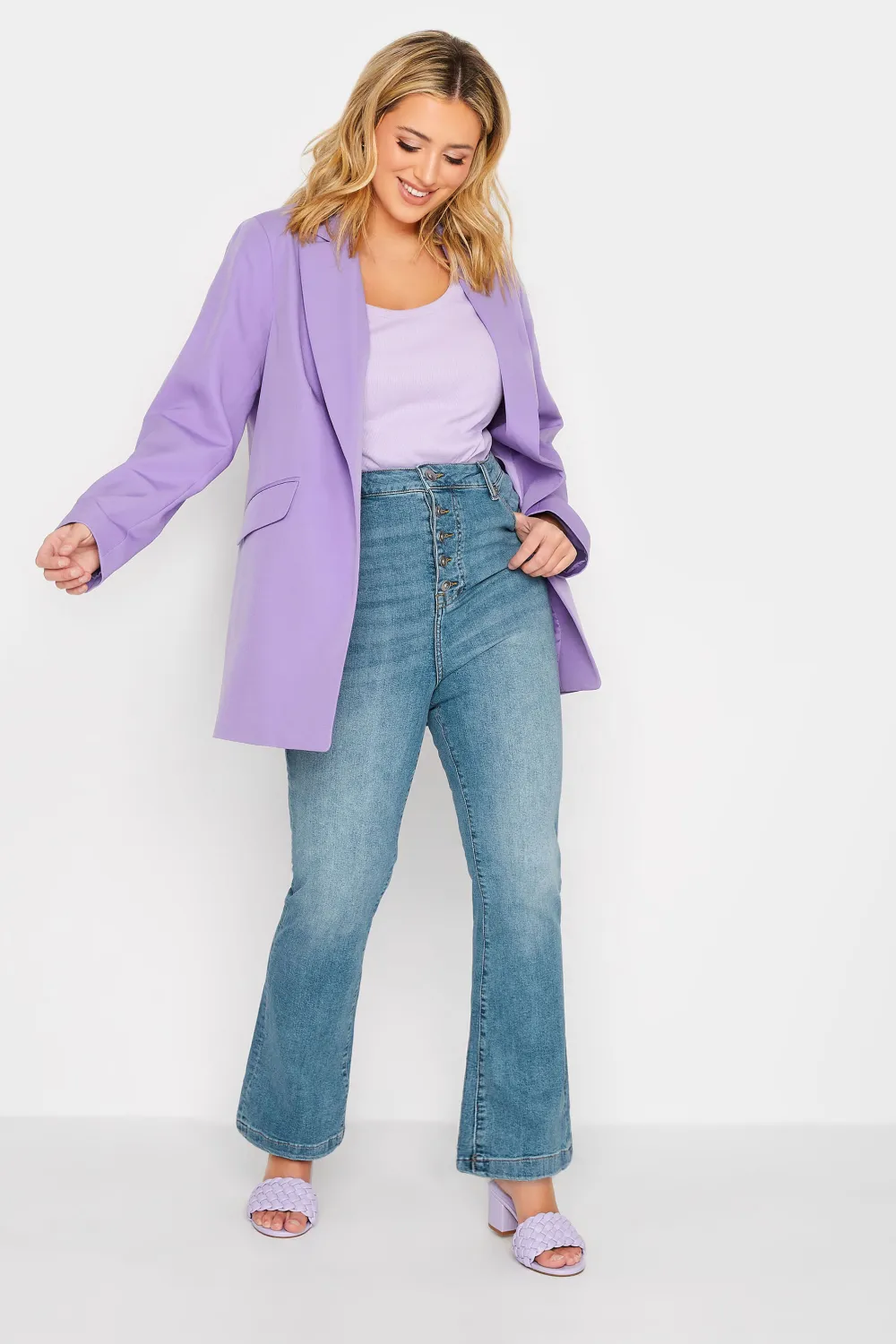 YOURS Curve Mid Blue Stretch Flared Jeans