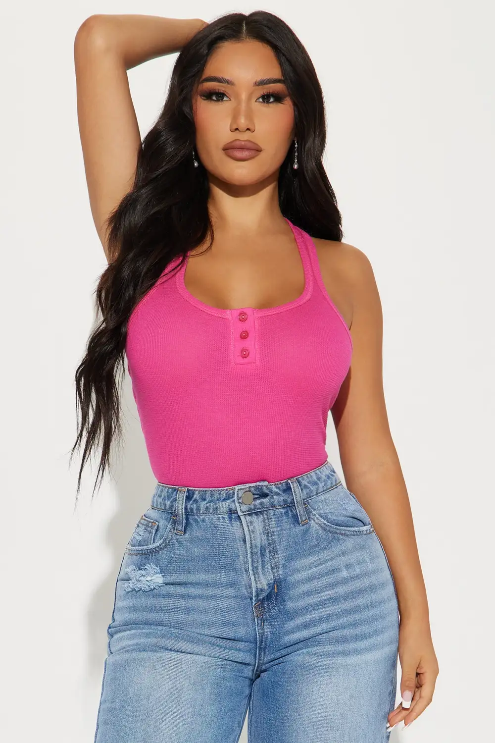 Kim Racerback Tank Top - Fuchsia