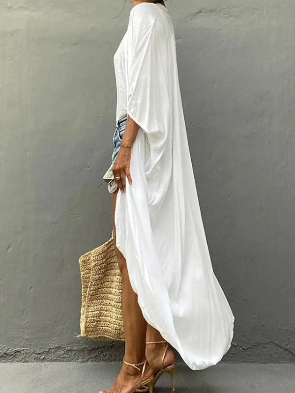 Women's Swimwear Cover Up Beach Top Normal Swimsuit Lace up Pleated UV Protection Pure Color Black White Red Royal Blue Beige V Wire Bathing Suits New Vacation Holiday