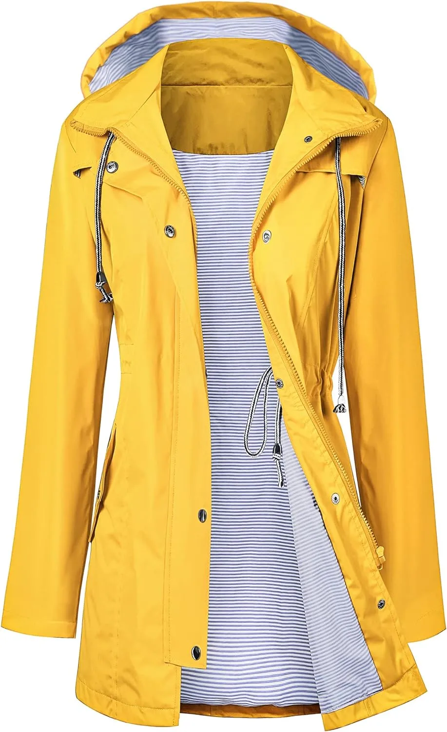 LOMON Raincoat Women Waterproof Long Hooded Trench Coats Lined Windbreaker Travel Jacket S-XXL