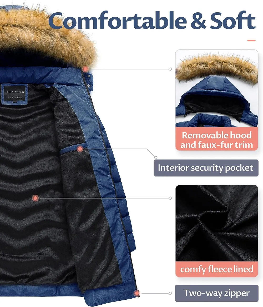 US Women's Winter Hooded Coat Waterproof Warm Long Puffer Jacket Parka