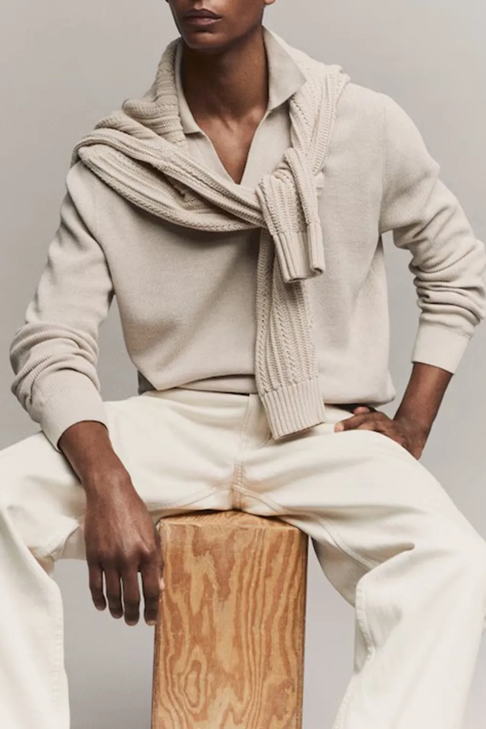 Ribbed Knit Polo Shirt