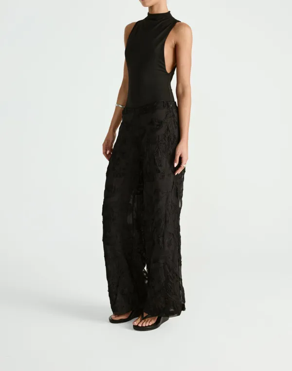 Creative Floral Texture High Waist Wide Leg Pants