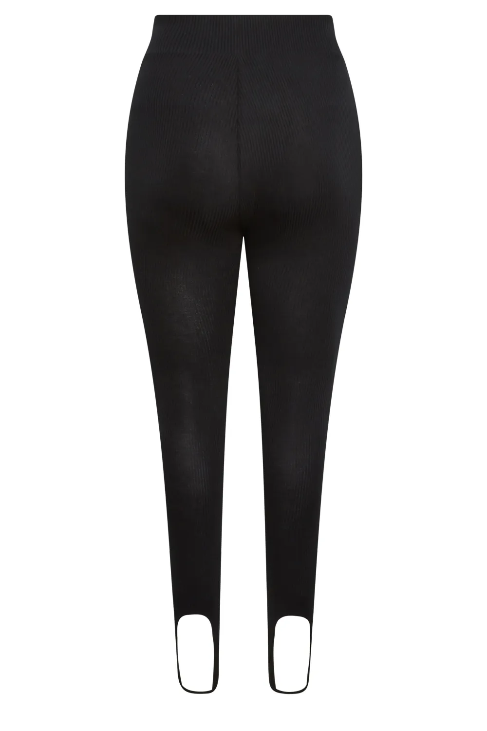 YOURS Curve Black Ribbed Stirrup Leggings
