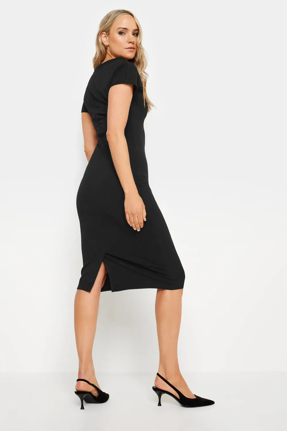 LTS Tall Black Scoop Neck Midi Dress