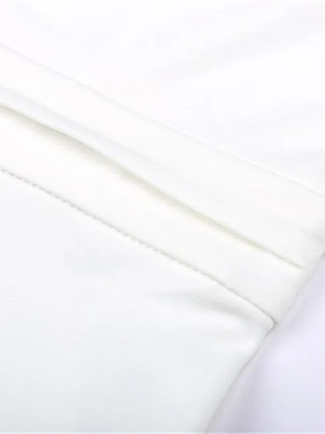 Women‘s Semi Formal Party Dress Swing Dress Midi Dress Green White Half Sleeve Pure Color Ruched Fall Spring Deep V Hot Elegant Slim 2023 S M L XL XXL 3XL / Wedding Guest / White Dress