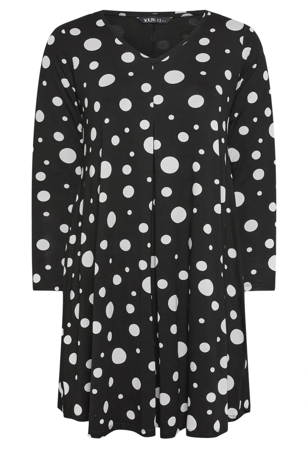 YOURS Curve Black Polka Dot Print Mini Dress