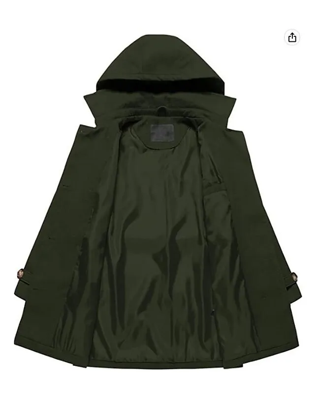 Women's Winter Coat Long Overcoat with Belt Fall Pea Coat wirh Hood Elegant Windproof Warm Trench Coat with Pockets Contemporary Casual Trendy Jacket Long Sleeve Black Army Green Camel