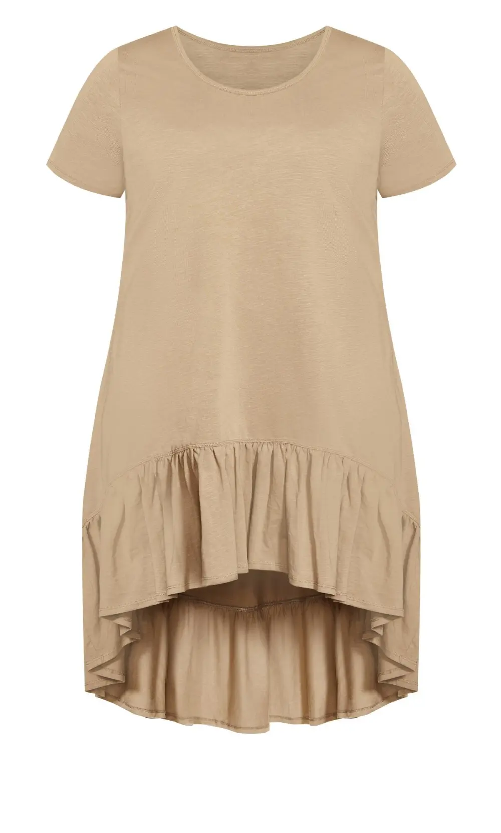 Evans Brown Dipped Smock Hem T-Shirt Dress