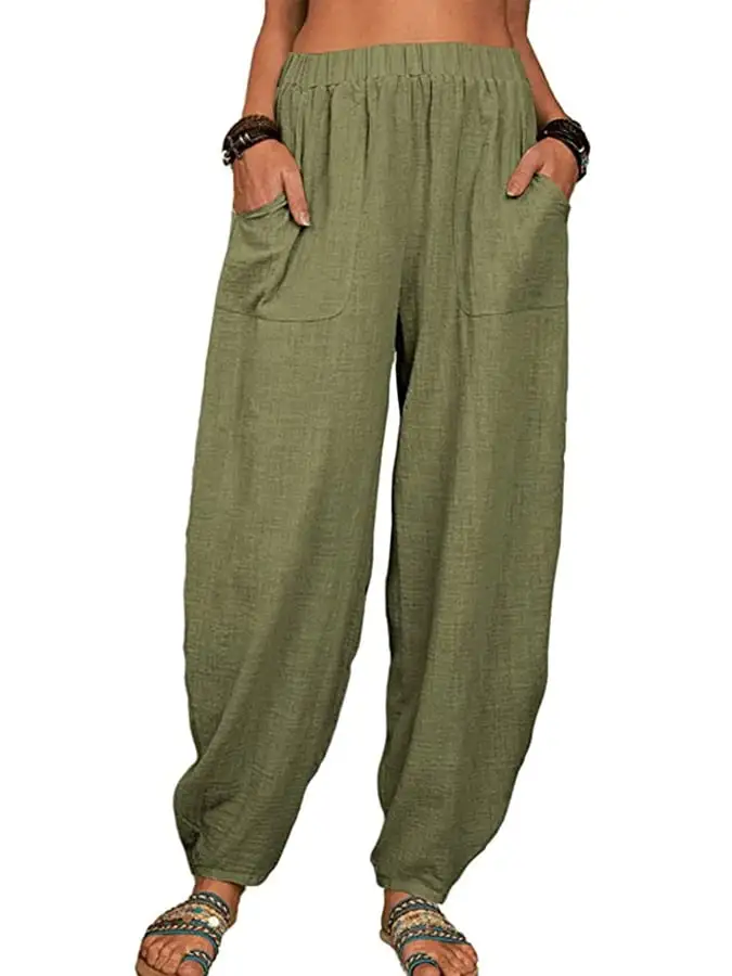 Women's Casual Pocket Loose Trousers