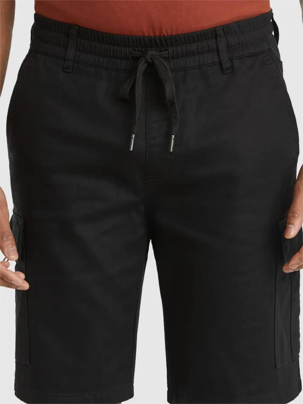 BLACK KNIT CARGO SHORTS