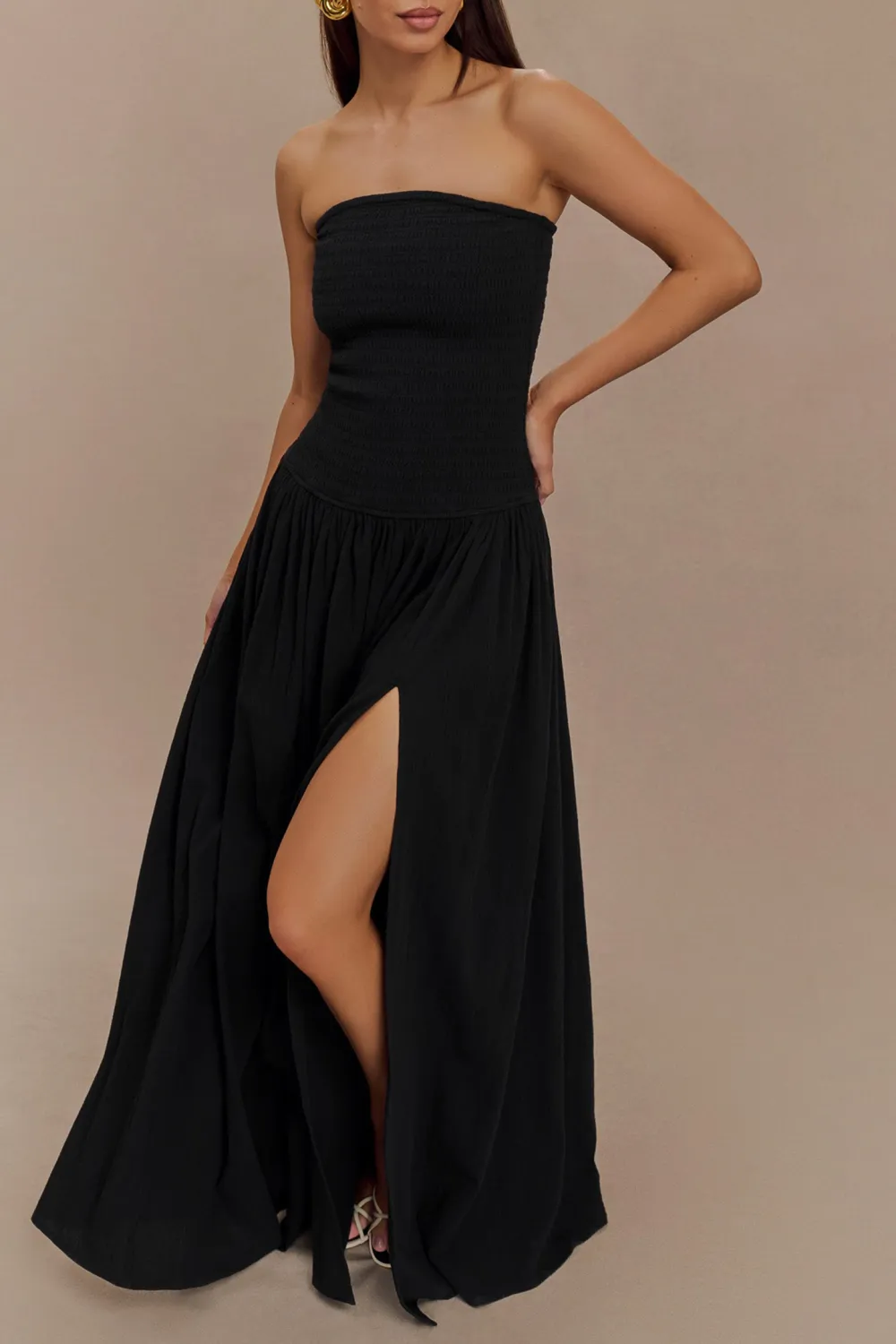 Cotton Shirring Maxi Dress