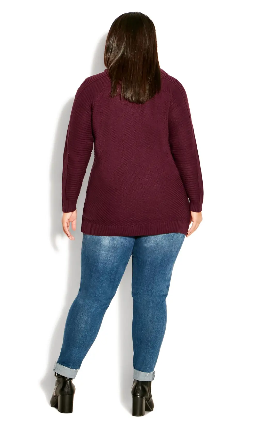 Evans Plum Turtle Neck Button Detail Jumper