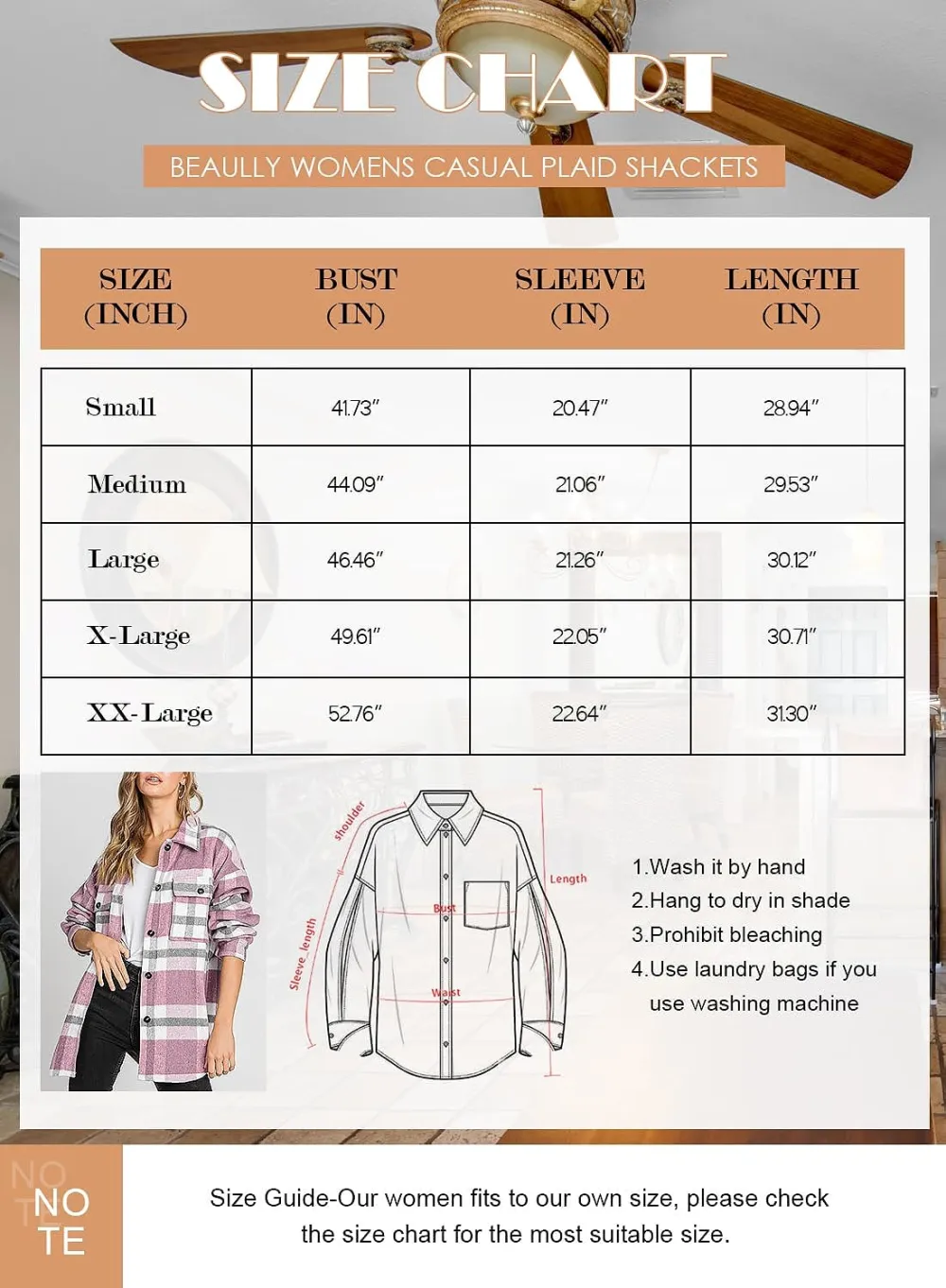 Women's Flannel Plaid Shacket Long Sleeve Button Down Chest Pocketed Shirts Jacket Coats