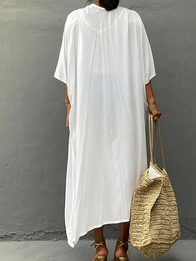 Women's Swimwear Cover Up Beach Top Normal Swimsuit Lace up Pleated UV Protection Pure Color Black White Red Royal Blue Beige V Wire Bathing Suits New Vacation Holiday