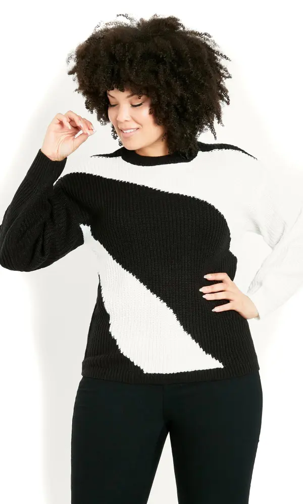 Evans Black Mono Colour Block Jumper