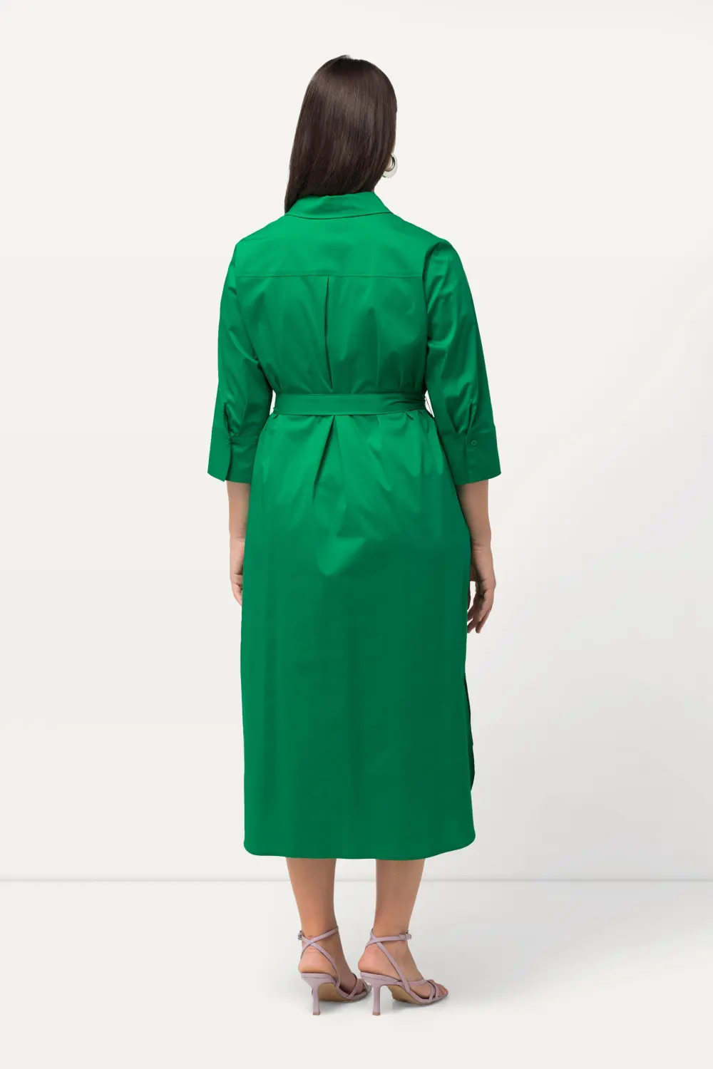 Hemdblusenkleid A-Linie Gürtel Hemdkragen 3/4-Arm